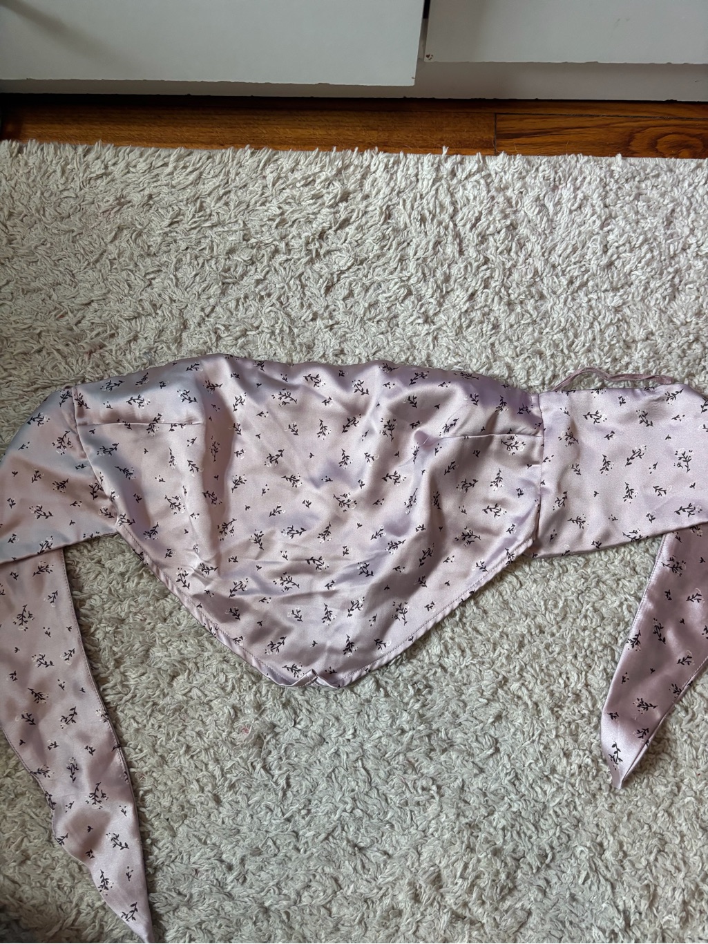 Silky Pink Floral Tie Top